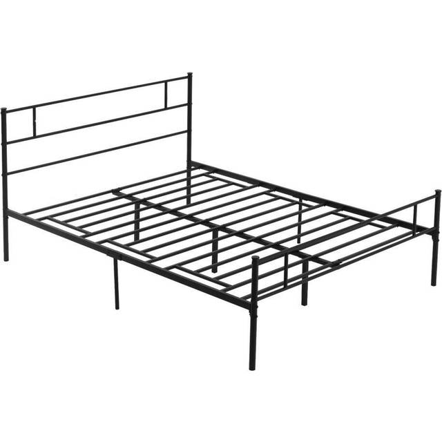 Homcom King Size Metal Bed Frame, Solid Bedstead Base With Headboard And Footboard, Metal Slat Support And Underbed Storage Space, Bedroom Furniture