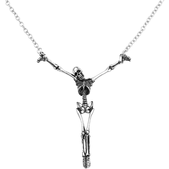 Alchemy skeleton pendant alter orbis gothic skull necklace + free velvet pouch