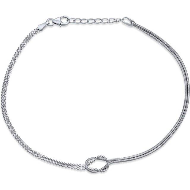 Infinity Love Knot Anklet Ankle Bracelet For Women Beaded Ball Snake Chain 925 Sterling Silver Adjustable 9 To 10 Inch