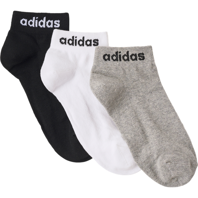 adidas Unisex - Vuxen Think Linear Ankle Socks 3 Pairs, Medium Grey Heather/White/Black, 10.5-12.5