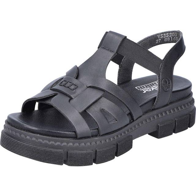 Rieker Damer V5352 sandal, svart, 38 EU