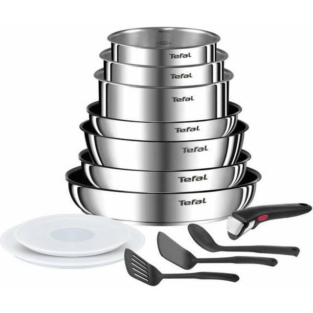 Tefal Ingenio Emotion 13 delar köksredskap, rostfritt stål, stapelbar, 5 års garanti, non-stick-beläggning, induktion L897DS04