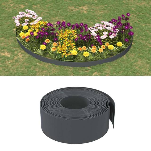 vidaXL Garden Edgings 3 pcs Grey 10 m 20 cm Polyethylene