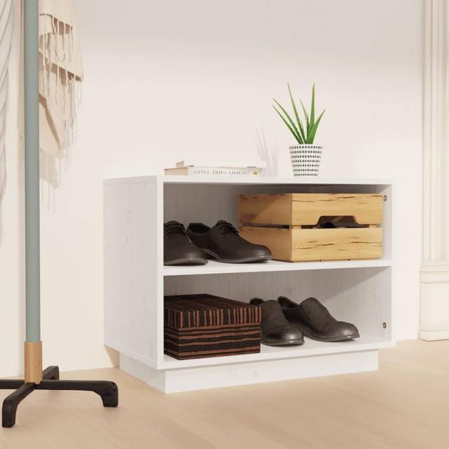 vidaXL Skoskåp vit 60x34x45 cm massiv furu