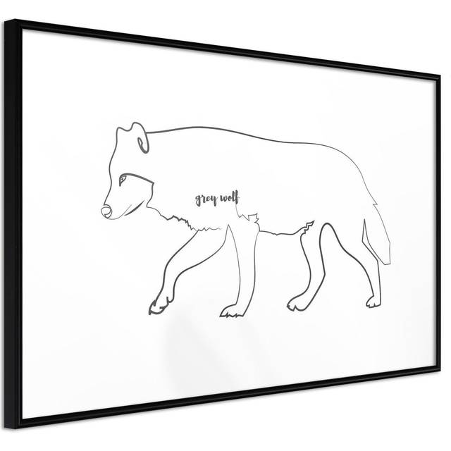 Inramad Poster / Tavla - Grey Wolf - 90x60 Svart ram
