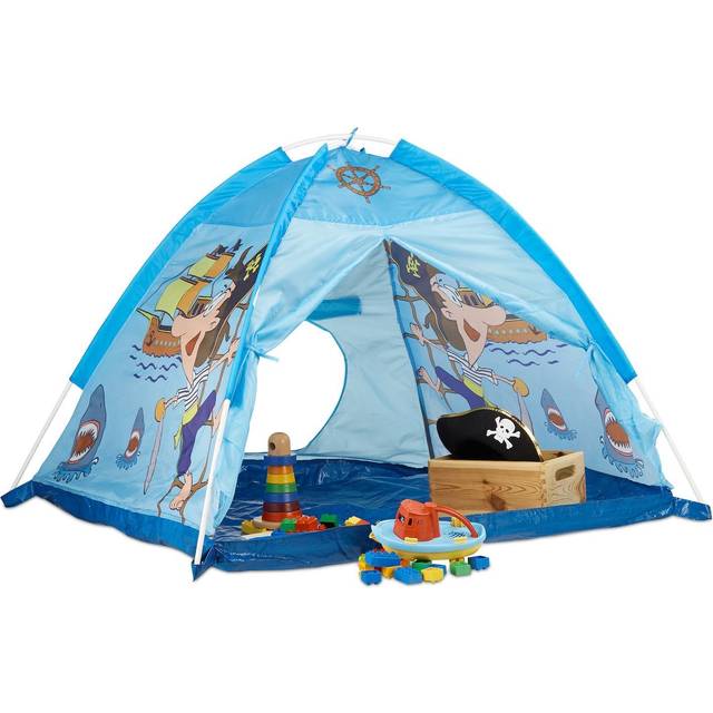 Relaxdays - Pirate Play Tent, For Boys Age 3 and Up, Indoor and Outdoor Playhouse HxWxD 90x118x115 cm, Blue