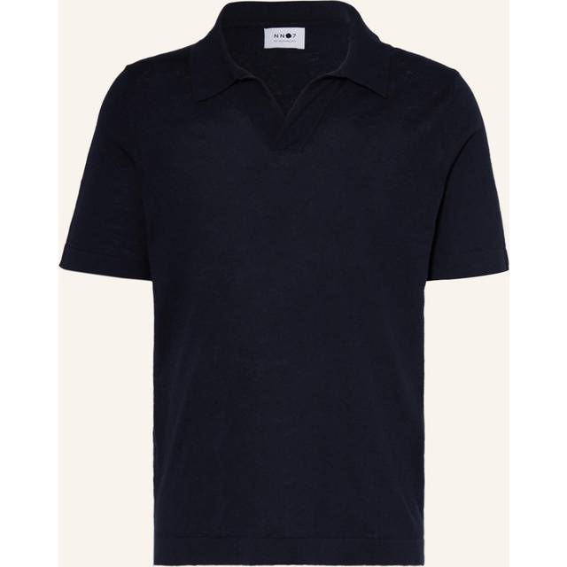 NN07 Ryan Cotton/Linen Polo Navy Blue