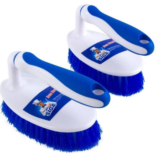 MR.SIGA Heavy Duty Scrub Brush with Comfortable Grip, Cleaning Brush for Bathroom, Shower, Sink, Floor, 2-Pack