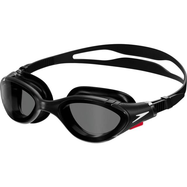 Speedo Unisex Biofuse 2.0 simglasögon | Patenterad enkel justering | Anti-dimma | anti-läckage | Förbättrad passform | Förbättrad komfort, vit/röd/lätt rök, en storlek