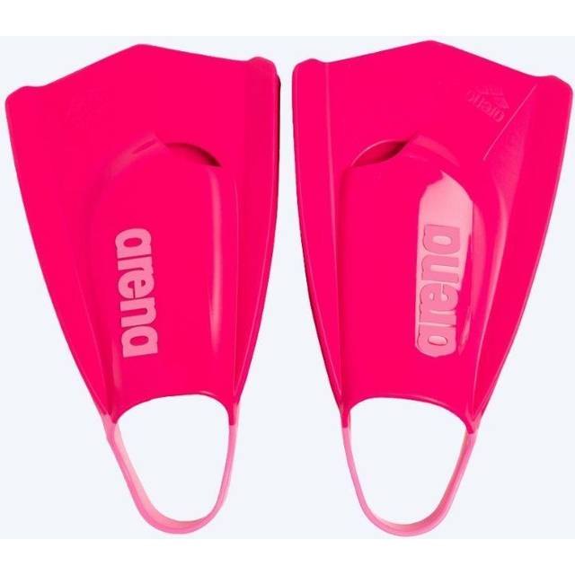 Arena Powerfin Pro II Unisex, vuxna simträningsfenor, män och kvinnor, silikon, simfötter med korta flikar, vänster till höger, anpassade, rosa, storlek 11–12