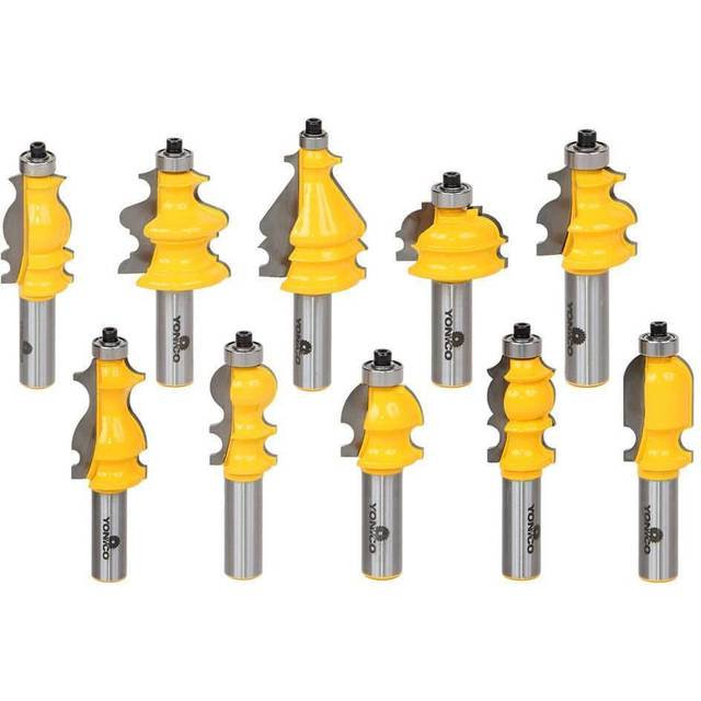 YONICO Architectural Molding Router Bits Set 10 Bit 1/2-Inch Shank 16101