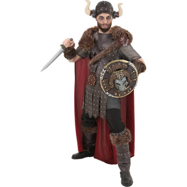 Viking Warrior Costume for Men - Red&#47;Brown (S)