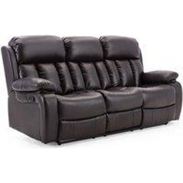 Chester 3 Seater Electric High Back Bonded Leather Recliner Sofa - Brown - One Size