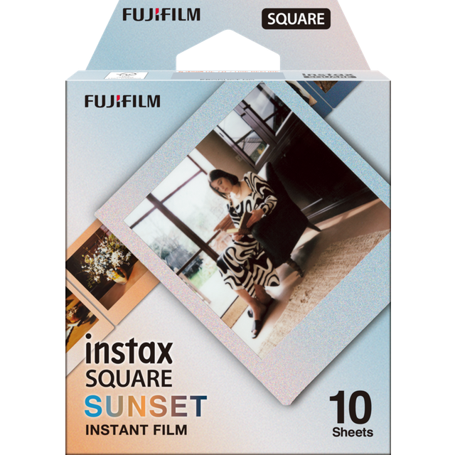 INSTAX Square Sunset Frame Film - 10 Shot Pack, Red,Orange