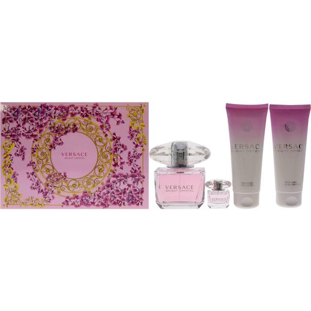 Versace Versace Bright Crystal 3oz EDT Spray  3.4oz Perfumed Body Lotion  3.4oz Perfumed Bath and Shower Gel  5ml EDT Splash Mini Women 4 Pc Gift Set