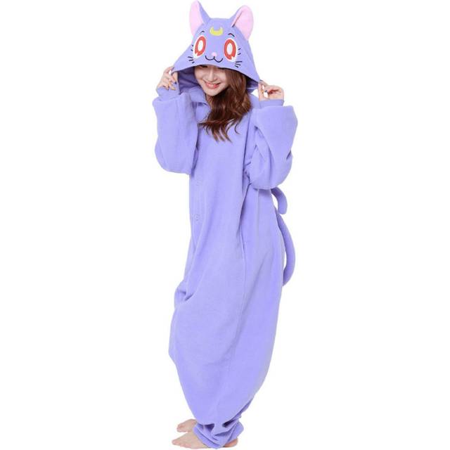 Plus Size Sailor Moon Luna Kigurumi for Adult's - Black&#47;Orange&#47;Purple (XL)