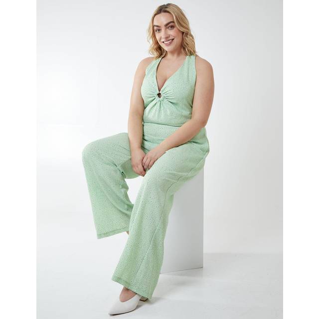 Womens Curve Halterneck Culotte Jumpsuit - Green - 22