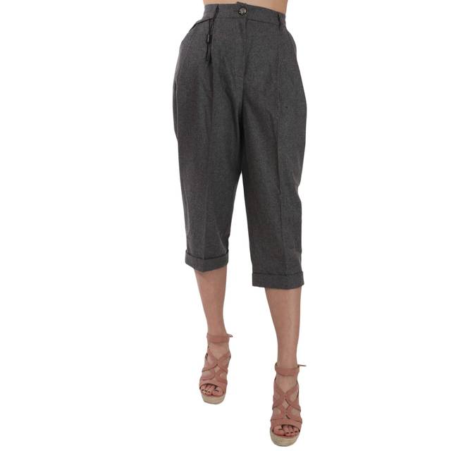 Dolce & Gabbana, Shorts, Dam, XL, Kashmir, Grå Ullkortbyxa med Veckat Design - gray (XL)