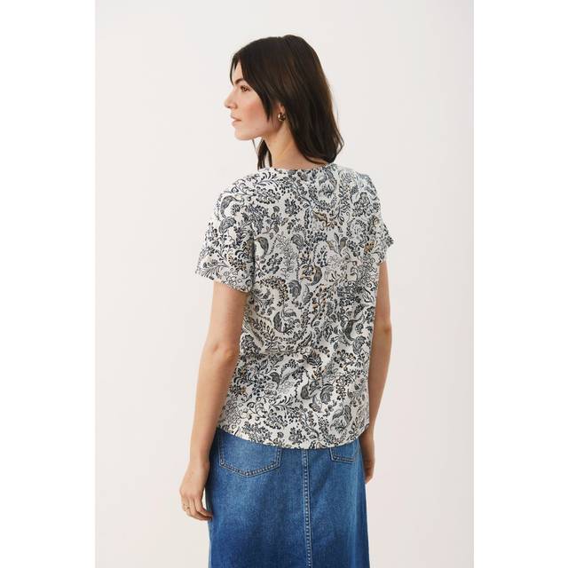 Part Two, Topp, Dam, XS, Bomull, Midnight Navy Botanical Foil T-Shirt - blue (XS)