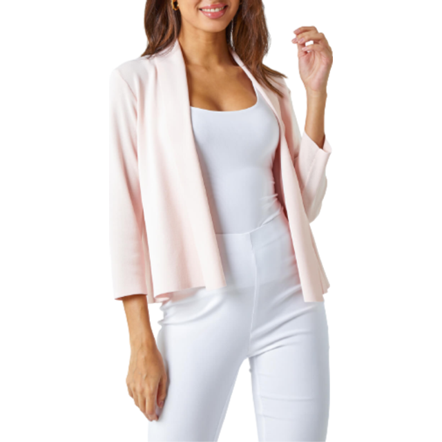 Cropped Knitted Shrug - Pale Pink - Size 12 - Roman