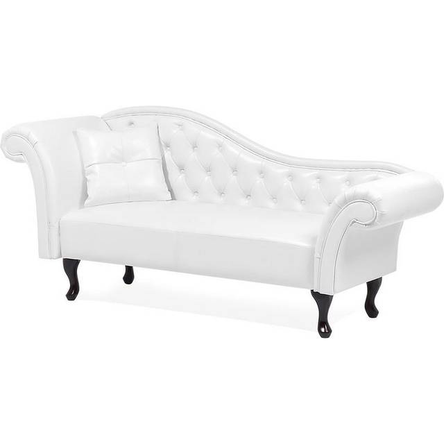 Beliani Left Hand Faux Leather Chaise Lounge White Lattes, White