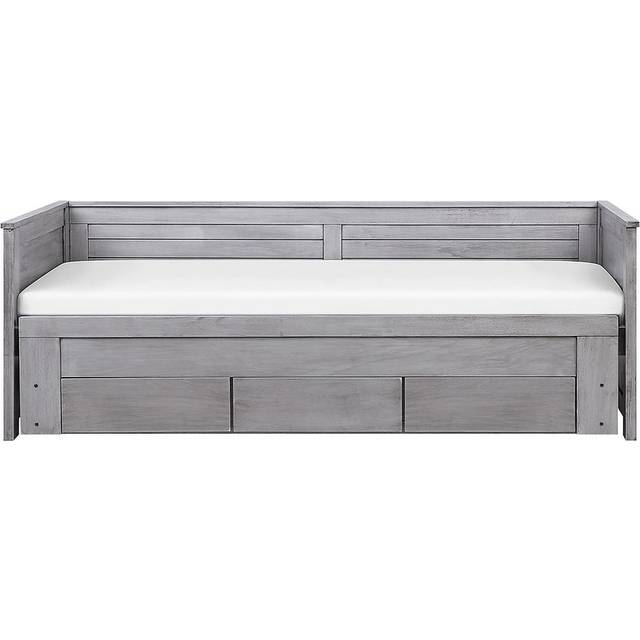 Beliani Bed With Storage Drawers Wood Cahors 90 X 200 Cm Eu Single Grey, Grey