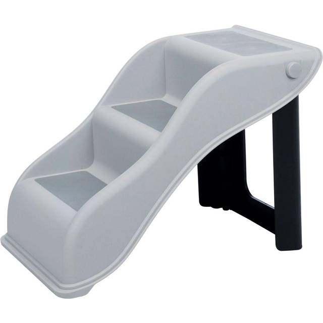 TRIXIE 3 Step Pet Stairs, Lightweight, Easy to Store, Non-Slip Treads, Grey
