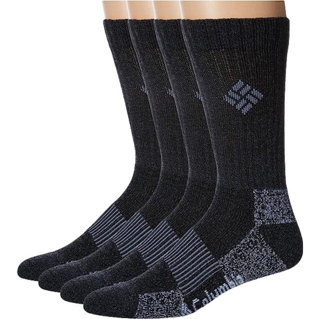 Columbia Men&#39;s Moisture Control Basic Crew Socks - 4 Pack- - Black (O/S)