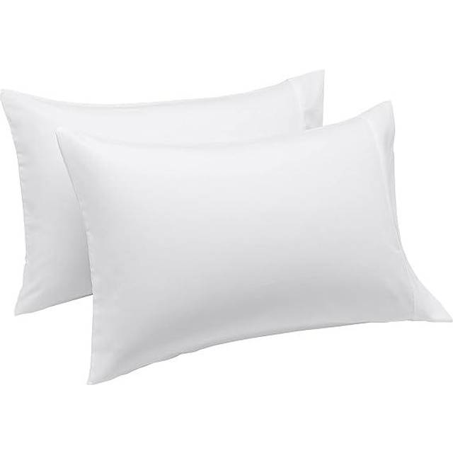 "Amazon Basics Standard Pillow Cases Set of 2 - Lightweight  Super Soft Easy Care Microfiber  Bright White  30"""""""" L x 20"""""""" W  Pillows Not Included"