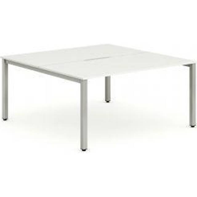Evolve B2B Silver Frame Bench Desk 1400 White (2 Pod) - BE171