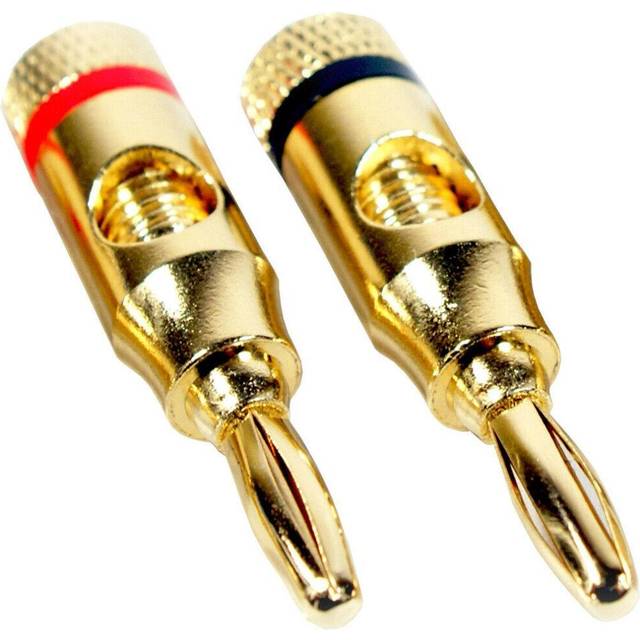 2x premium 4mm banana plugs 24k gold plated speaker cable amp hifi connectors