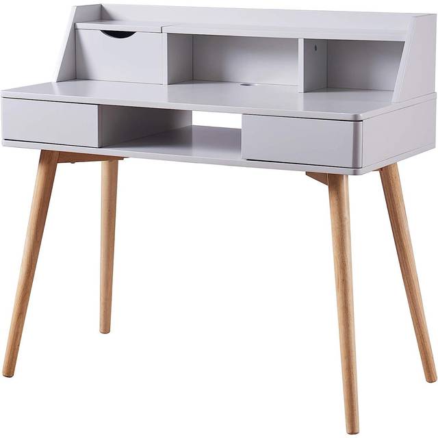Teamson Home, Creativo Wooden Writing Desk, 101.6 x 48.3 x 94.3 cm, MDF, with Storage, shelves and drawers, Office, White / Natural, VNF-00045