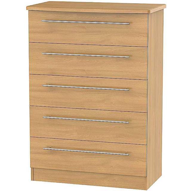 Crowndale Sherwood 5 Drawer Oak Chest of Drawers - Brown