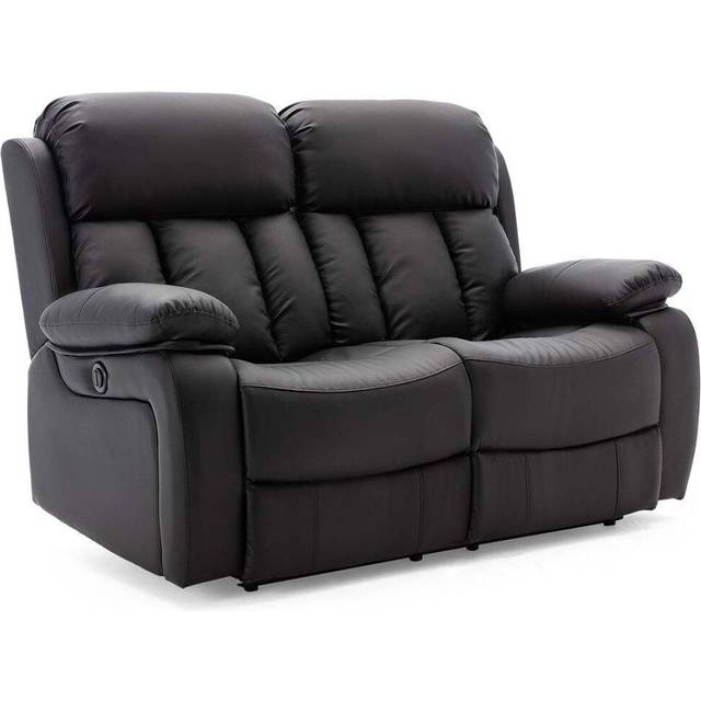 (Black, 2 Seater) CHESTER HIGH BACK ELECTRIC BOND GRADE LEATHER RECLINER 3+2+1 SOFA ARMCHAIR SET