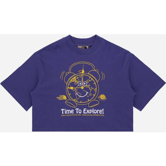 The North Face, Topp, Dam, L, Bomull, Clock Print Cropped Tee - purple (L)