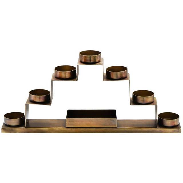 Ivyline Tealight Candle Holder With Decor Box In Antique Brass