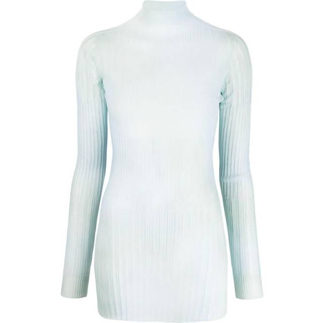OFF WHITE Tie Dye Long Sleeve Mini Dress - Blue