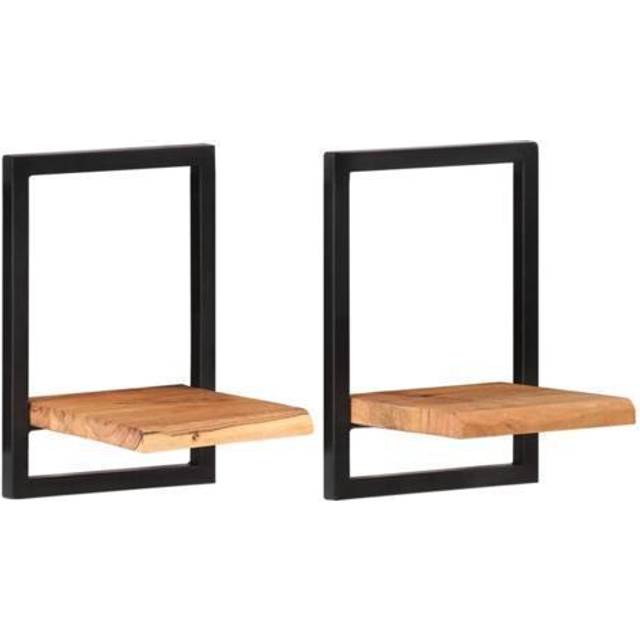 vidaXL Vägghyllor 2 st 25x25x35 cm massivt akaciaträ och stål