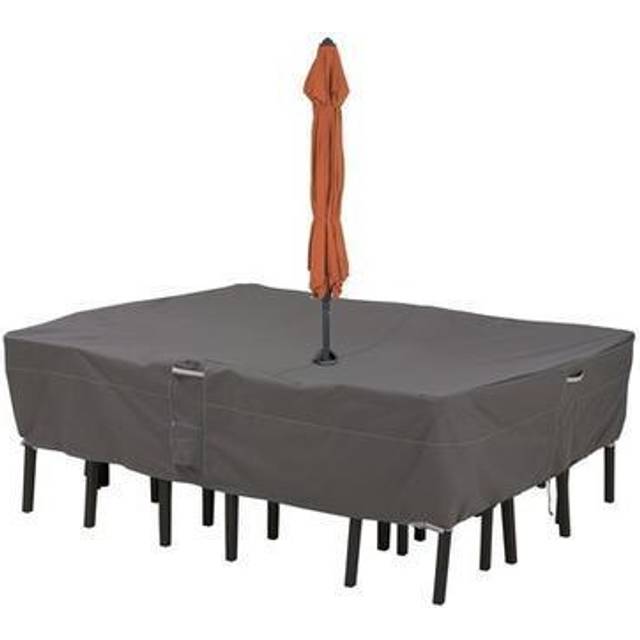 Classic Accessories 55-801-045101-EC Rectangular, Oval Patio Table & Chairs Cover With Umbrella Hole
