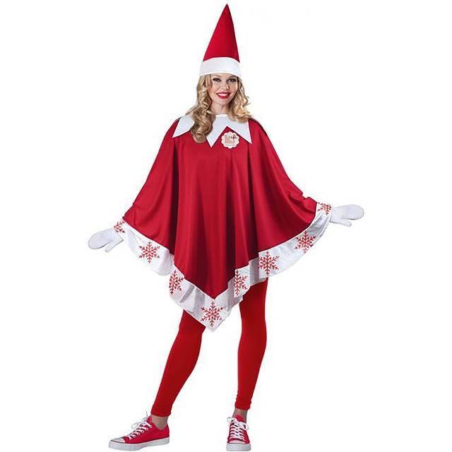Women&#39;s Elf on the Shelf Poncho Costume | Christmas Costumes - Red&#47;White (One-Size)