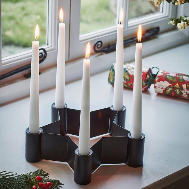 Ivyline Cast Star Centrepiece Dinner Candle Holder - Black, Black