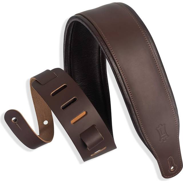 Levys M26PD-DBR 3" Top Grain Leather Strap Bark Brown on Dark Brown