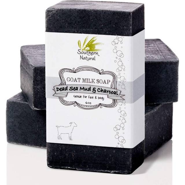 Southern Natural Activated Charcoal Soap Bar 3 Pack Face and Body Soap For Sensitive Skin With Dead Sea Mud Goat Milk  Peppermint Essential Oil