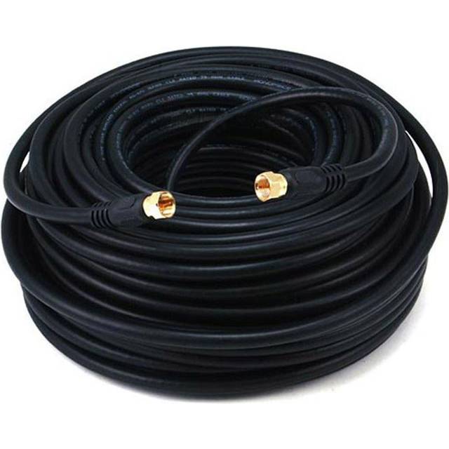 Monoprice 100ft RG6 (18AWG) 75Ohm, Quad Shield, CL2 Coaxial Cable with F Type Connector - Black