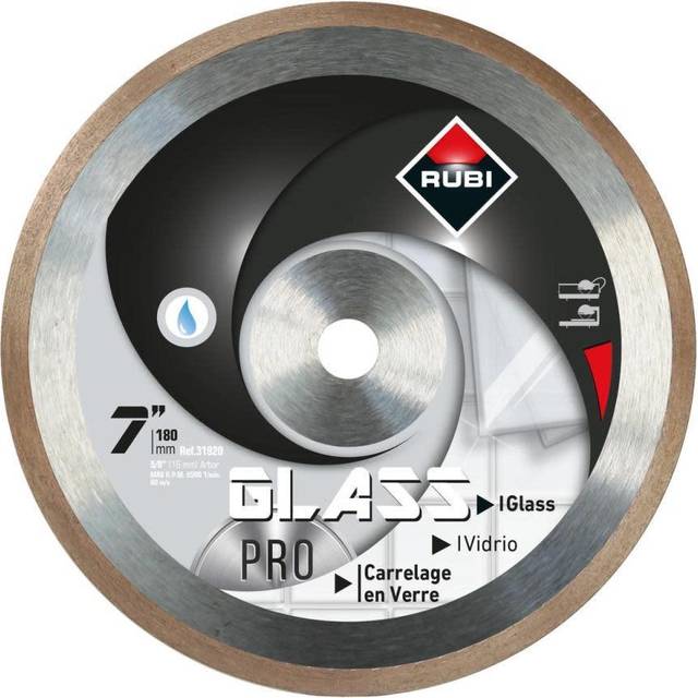 Diamantkapskiva för våtskärning Rubi Glass Diamond Blade; 180 mm