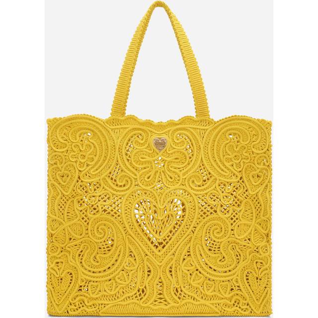Dolce & Gabbana Large Beatrice Shopper - Woman Tote Bags Yellow Cotton Onesize