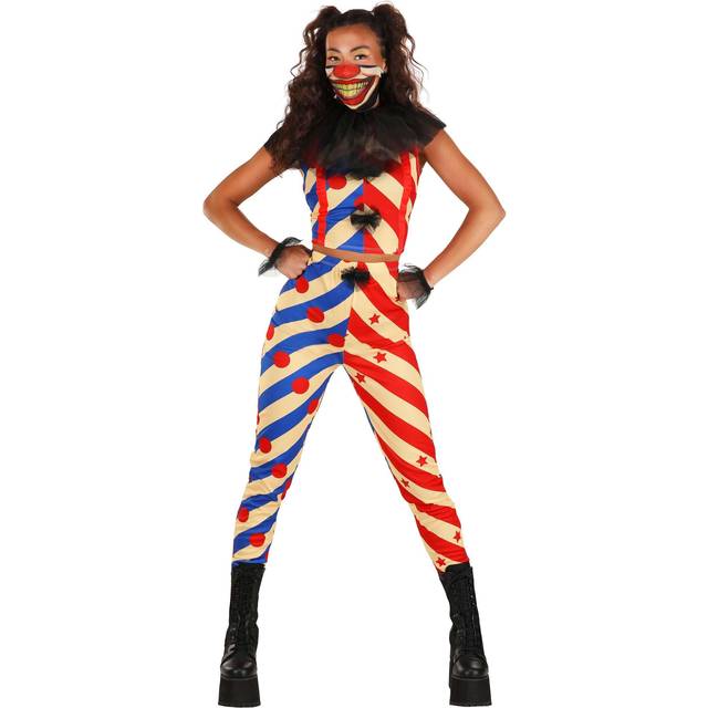 Womens Creepy Clown Fancy Dress Costume (Size 8-10)