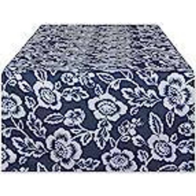 NAUTICAL BLUE  FLORAL PRINT OUTDOOR TABLE RUNNER 14x72