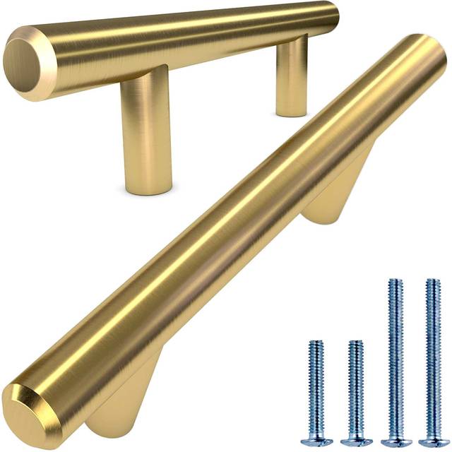ALPINE HARDWARE Premium Solid Euro Style Bar Handle Pull25Pack 375 inch Hole Center  6 18 inch LengthHeavy Stainless Steel