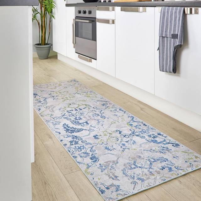 Very Home My Washable Florence Runner  67 X 200 Cm - Blue/Cream
